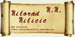 Milorad Miličić vizit kartica